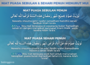 Niat Puasa Ramadhan Sebulan Penuh dan Sehari Penuh