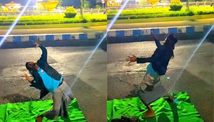 Pria Berjaket Kulit Joget di Pinggir Jalan, Hiburan Unik Dini Hari di Gladak Serang Probolinggo